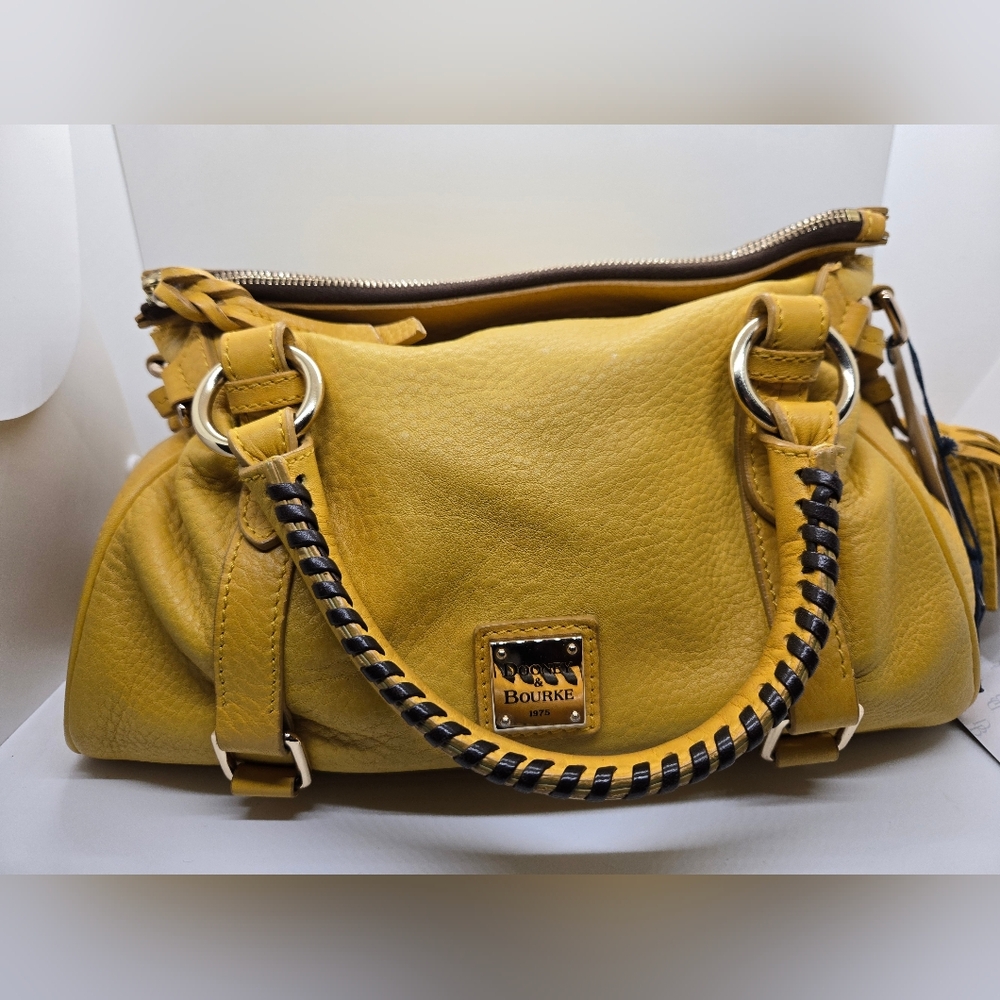 RARE! Dooney & Bourke Sunflower Pebble Grain Leather Satchel